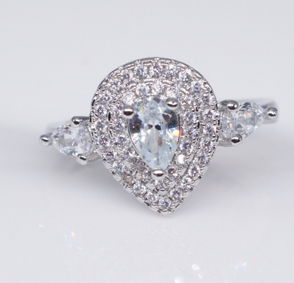 Pink Teardrop Halo Engagement Ring