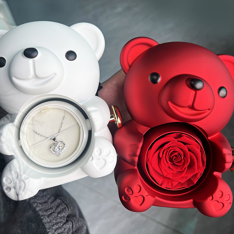 Romantic Rose Bear Gift Jewelry Box