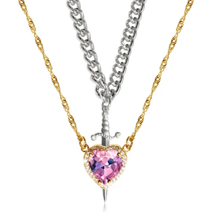 Gothic Heart Dagger Necklace for Couples