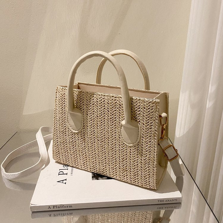 Women’s Straw Crossbody Handbag – Summer Woven Shoulder Tote