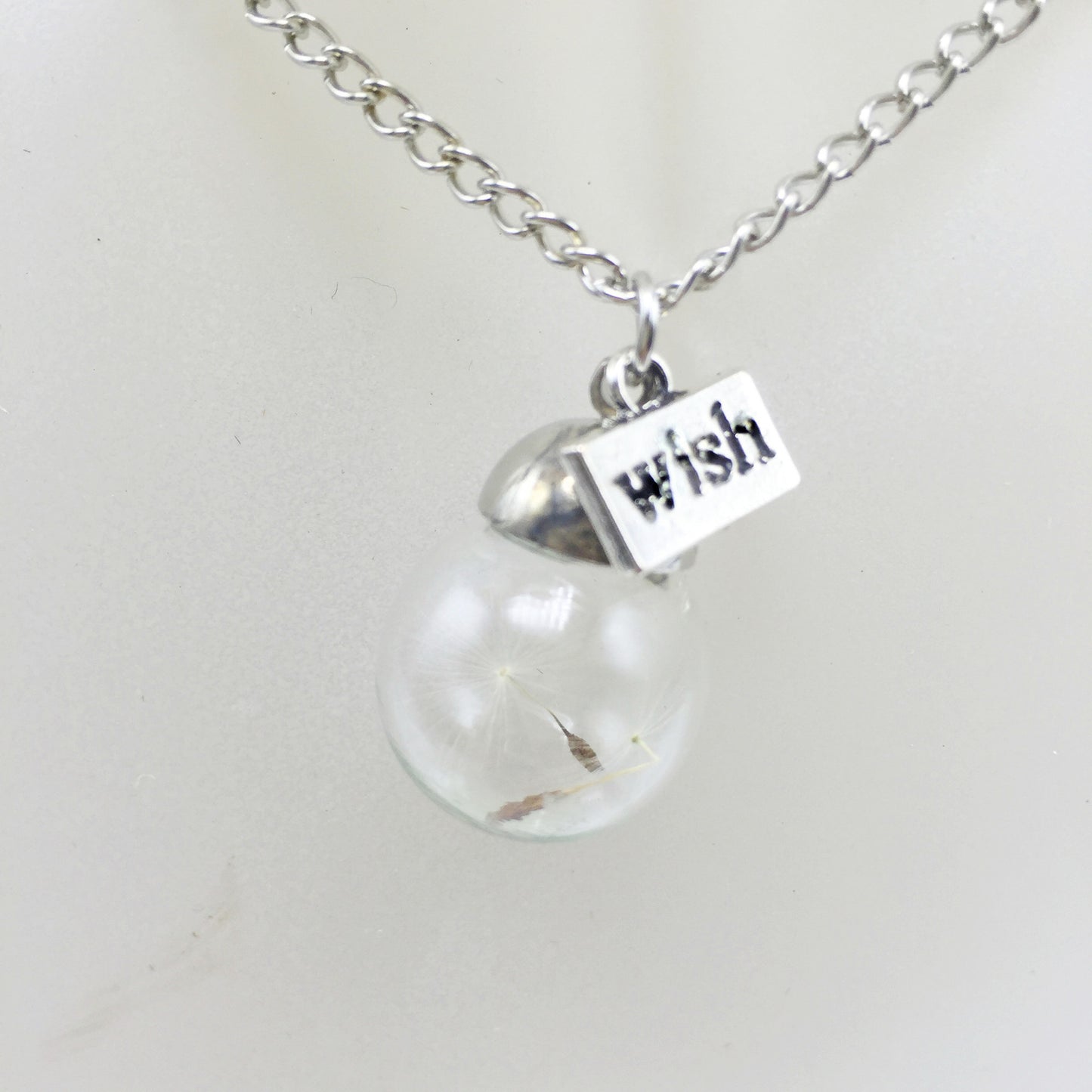 Wish Dandelion Glass Pendant Necklace
