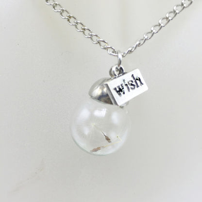 Wish Dandelion Glass Pendant Necklace