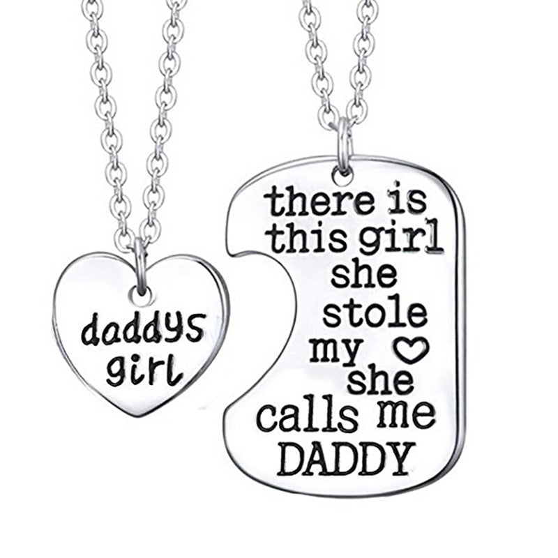 Daddy’s Girl Heart Pendant Necklace – Cute Family Love Necklace for Daughters