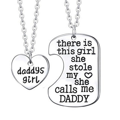 Daddy’s Girl Heart Pendant Necklace – Cute Family Love Necklace for Daughters
