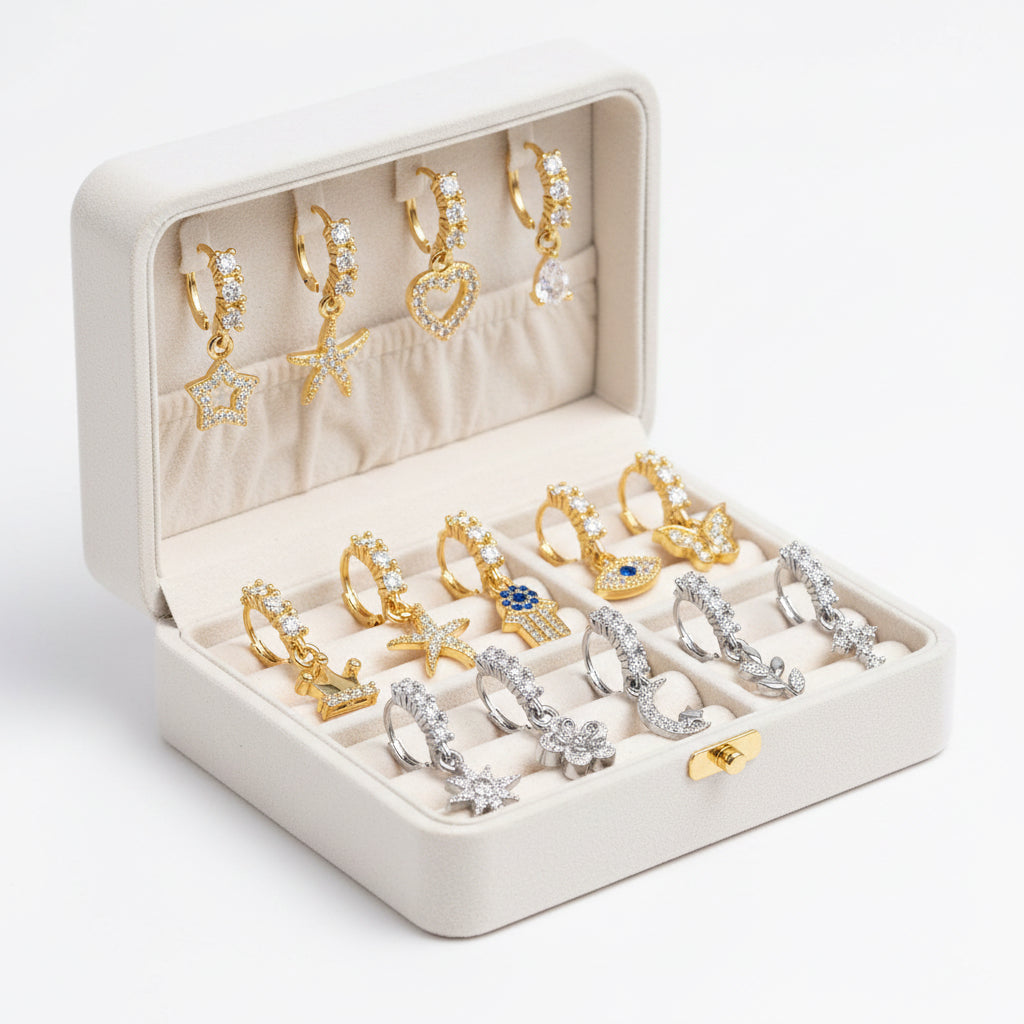 15-Piece Dangle Nose Ring Hoop Set